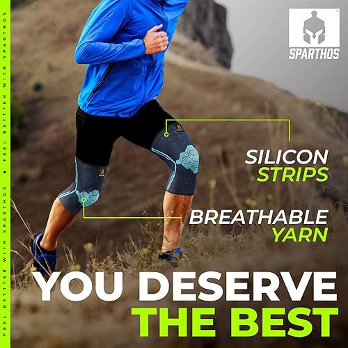 Miniatura 7 de Sparthos Knee Compression Sleeves by (Pair)  Joint Protection and Support for Running, Sports, Knee Pain Relief  Knee Brace for Men and Women