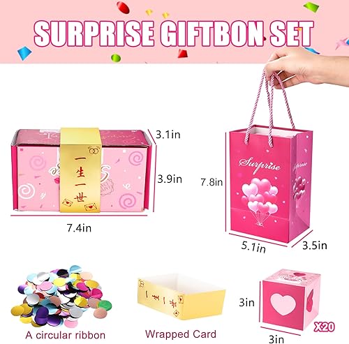 Miniatura 3 de ORLIGHT Caja de regalo sorpresa con explosión para dinero, caja de regalo sorpresa explosiva con confeti, caja de regalo de explosión en efectivo