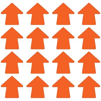 LiteMark 4 Inch Orange Round Arrow Floor Decal Stickers, Removable Matte Finish Waterproof Vinyl Arrow Sign Decals for Traffic Flow, Retail Stores & Directional Signage 16 Packs