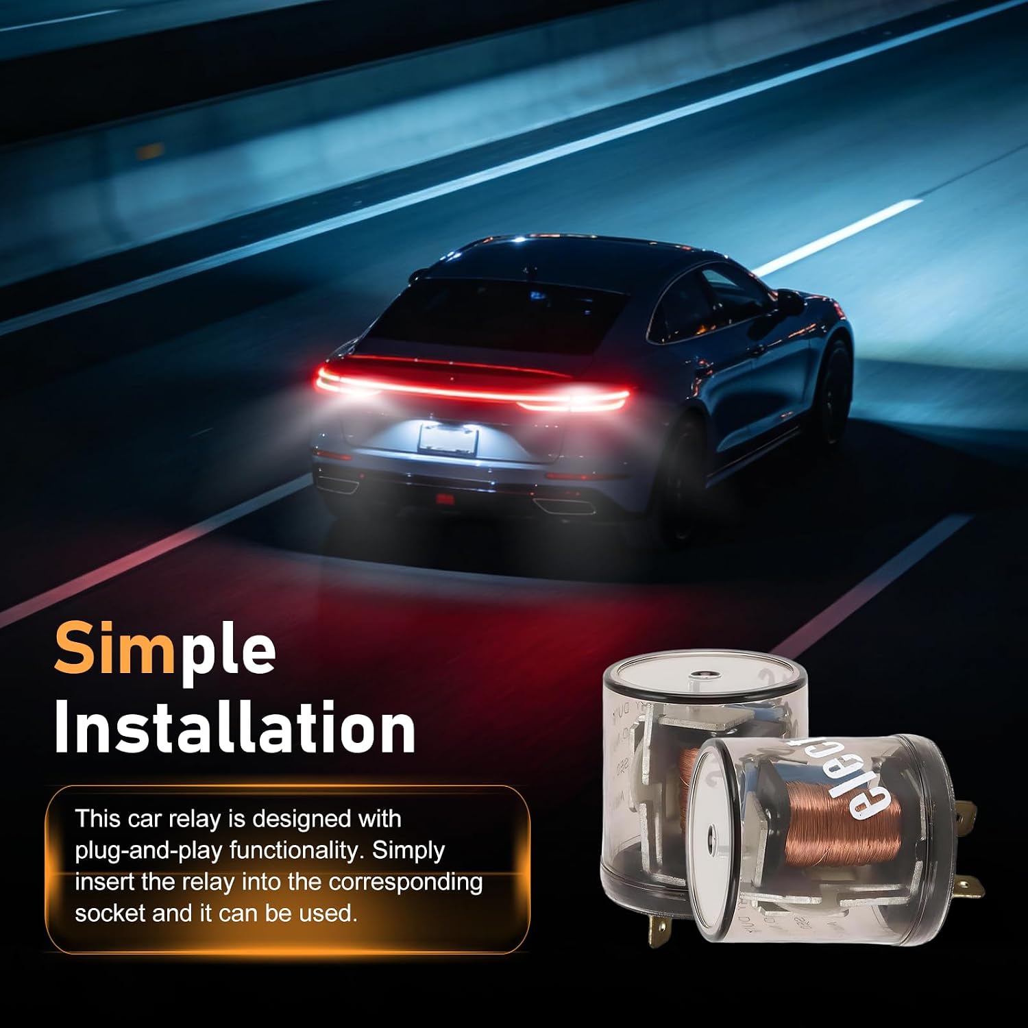 Car 2 Pin Flasher Relay, 12 V Turn Signal Blinker Relay, Waterproof Clear Housing with Fast Response Copper Coil, Hyper Flash Fix Accessory for Cars Trucks SUVs Boats (Black)