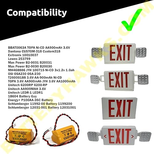 Miniatura 3 de (10 unidades) OSA230 253799 10010037 Max Power B2-0031 AA900MAH 6200RP BGN800-3GWP-PR326EC 3.6v 900mAh Ni-Cd señal de salida de luz de emergencia