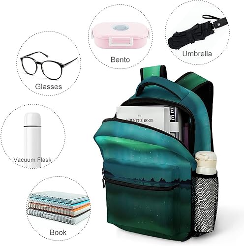 Miniatura 4 de Northern Lights Aurora Borealis - Mochila unisex para laptop, ligera, mochila de viaje