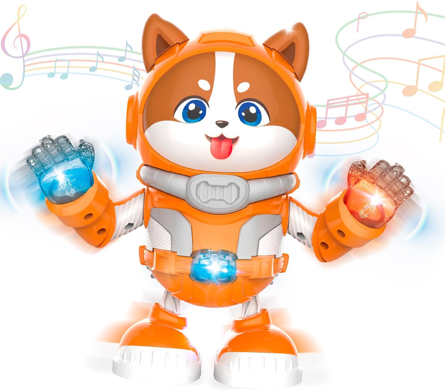 Interactive Space Dog Robot Toy for Toddlers, Singing, Dancing & Flashing Lights, Baby Musical Easter Dog Toy Dancing Crawling Tummy Time Toys Birthday Easter Gifts