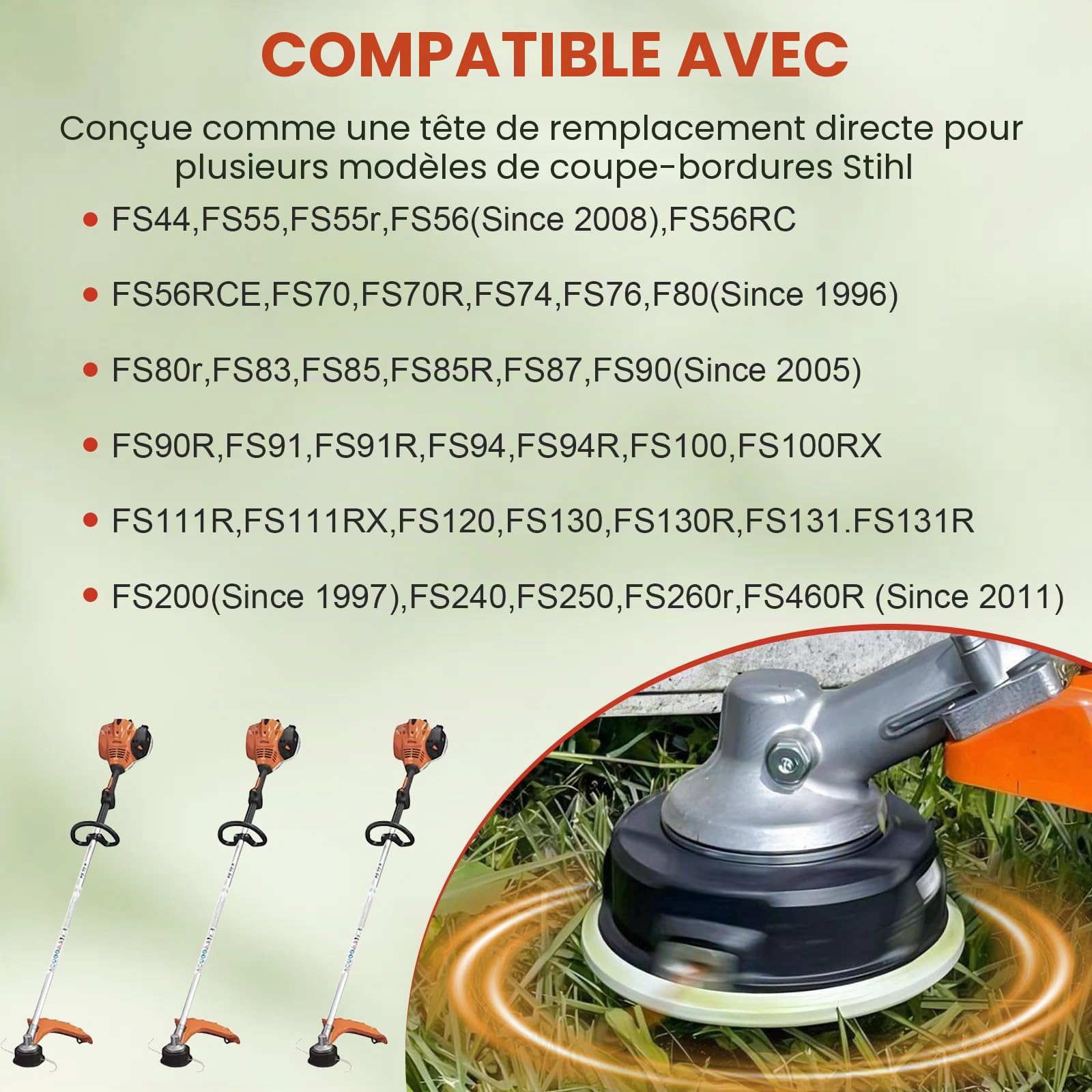 Lot de 2 têtes de débroussailleuse AutoCut 27-2 compatibles avec Stihl FS85 FS90 FS90r FS70r FS55 FS55r FS56rc FS91R FS100RX FS110 FS120 FS130 FS131 FS240 Tête de Rechange pour débroussailleuse 10 x