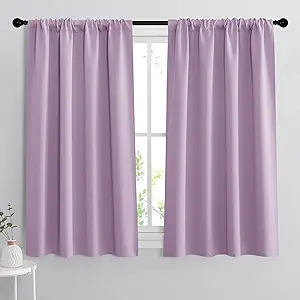 RYB HOME Blackout Curtains for Bedroom Thermal Insulated Window Drapes for Living Room, 2 Panels Set, W 42 x L 54 inch, Lilac
