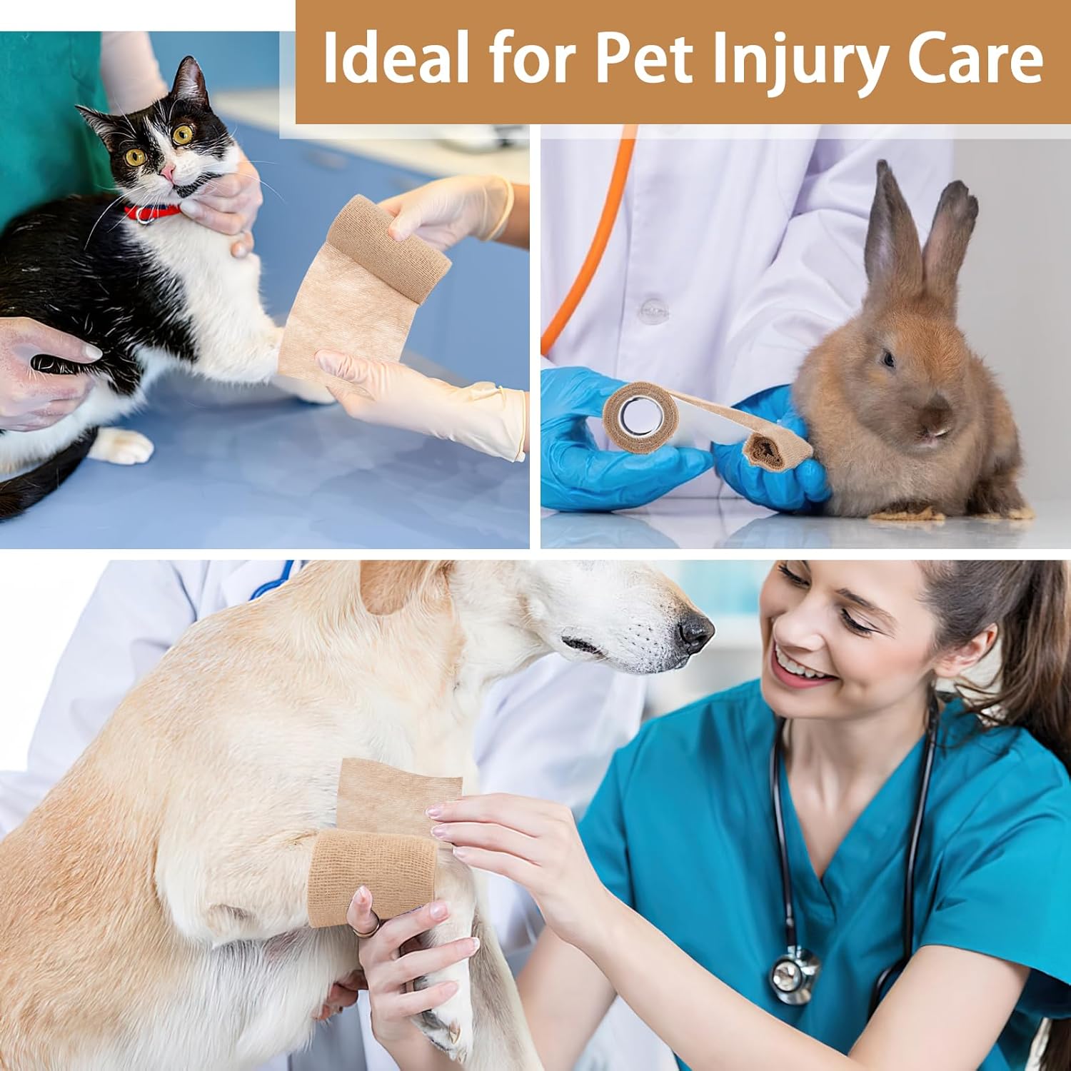 BEVTEE Self Adhesive Bandage Wrap 6 Pack, 4" X 5 Yards Elastic Medical Coban Wrap, Compression Non-Woven Sports Athletic Tape for Wrist, Ankle, Hand, Leg, Swelling, Vet, Grip Tape - Image 6