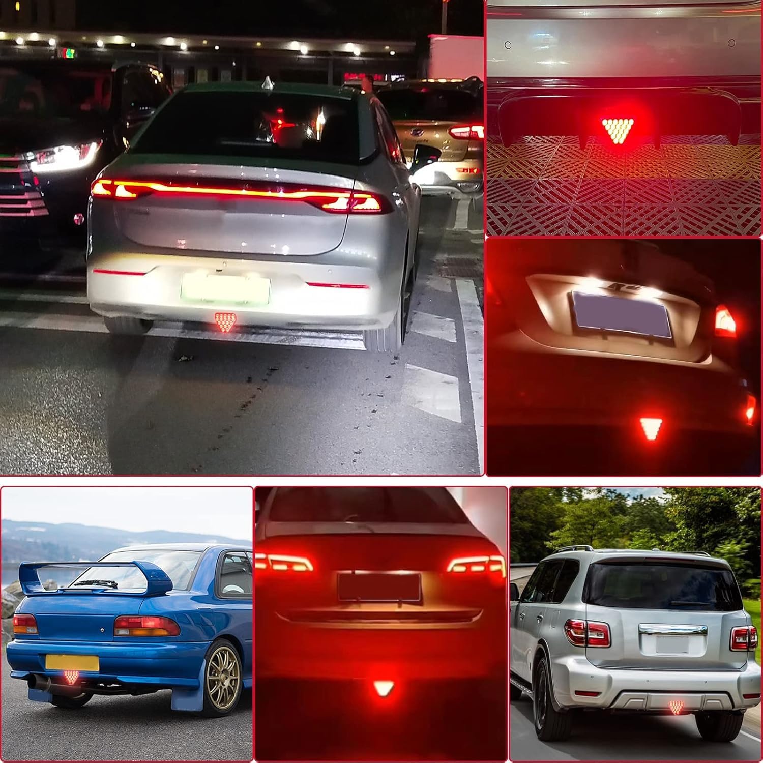 jose2015 1PC Triangle Car Rear Brake Light Red,Universal 12V Auto Rear Brake Lamp 19LEDs Third Brake Light F1 Style Warning Strobe Stop Safety Light for Motorcycle ATV Truck SUV (Red shell)