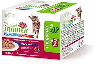 Natural Trainer Cibo Umido per Gatti Adulti Multipack, Tonno e Manzo, 12 x 85 g