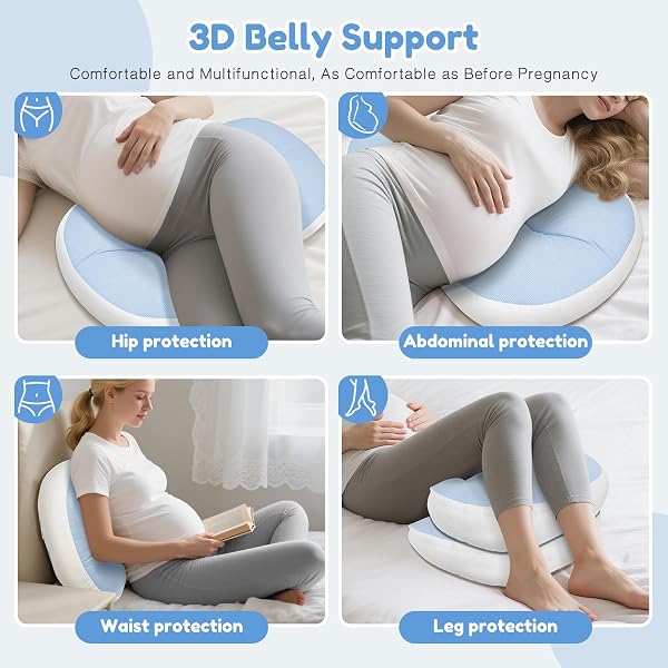 Omtofo Cuscino Gravidanza, Morbido Cuscino Per Dormire In Gravidanza, Per Chi Dorme Sul Fianco, Regolabile Cuscino Gravidanza Per Dormire, Supporto Per Schiena, Fianchi, Gambe, Alleviare Il Disagio - 5