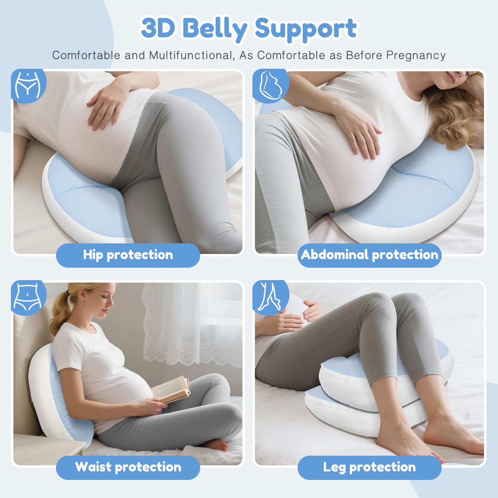 Pregnancy Pillow for Sleeping, do spania na bóle pleców, regulowana i przenośna poduszka do ciała dla kobiet i osób śpiących na boku