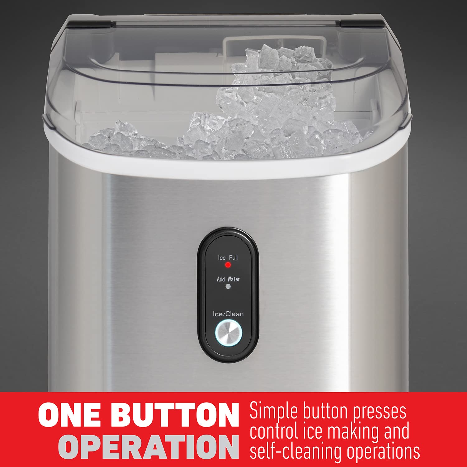 Deco Chef 33lb Per Day Countertop Ice Maker, 1-Click Automatic Operation, Self-Cleaning, Chewable Soft Nugget Ice, Stainless Steel on Fridge.com - View 6