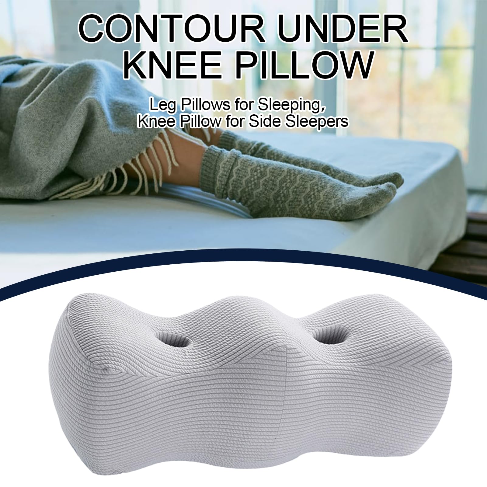 Generisch Almohada para piernas con memoria de 55 x 23 x 21 cm | Almohada ajustable debajo de la rodilla | Almohada para piernas para aliviar el dolor, mejorar la circulación sanguínea y dor
