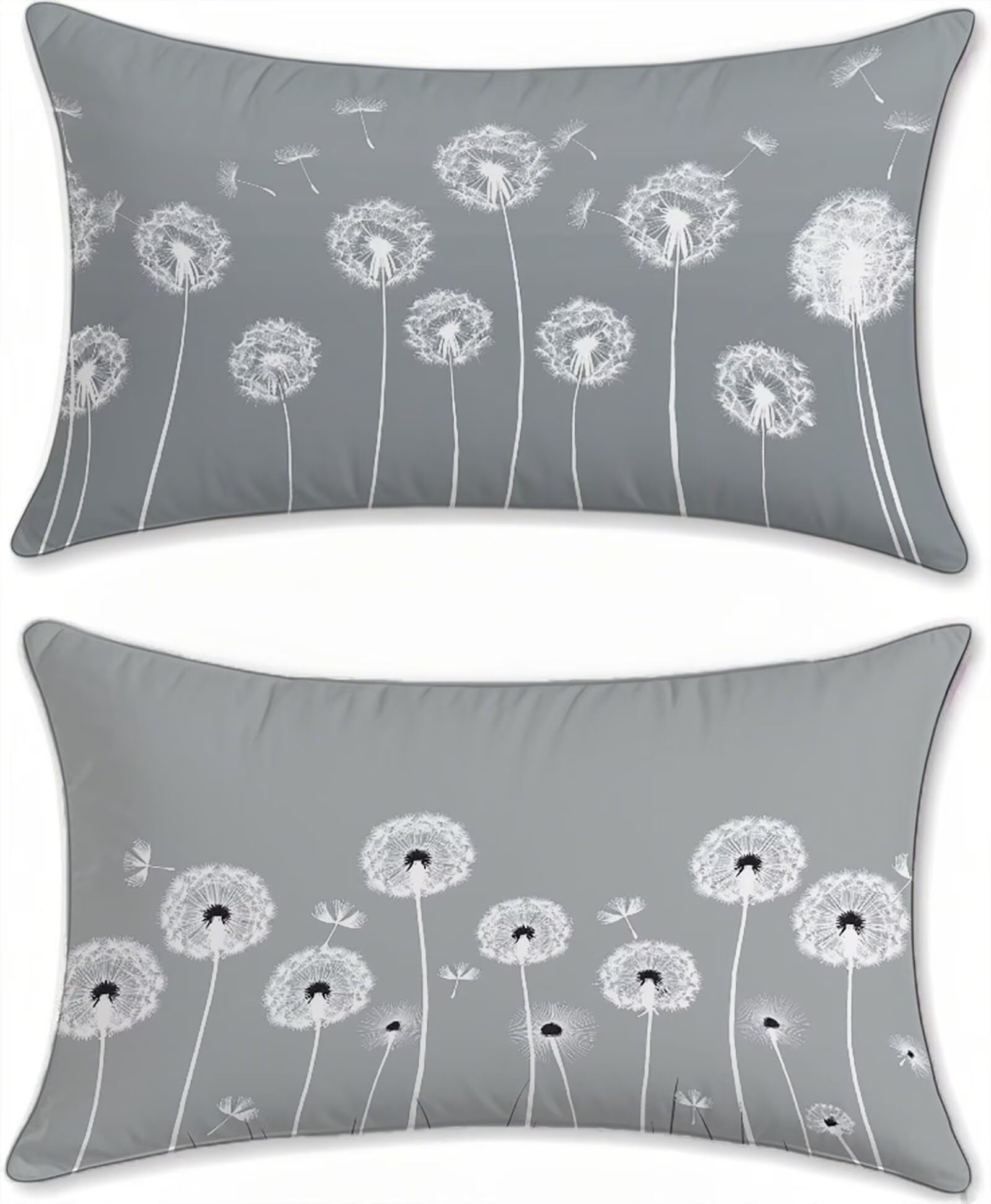 Housse coussin exterieur impermeable gris 60x120 cm en lin pour salon de jardin