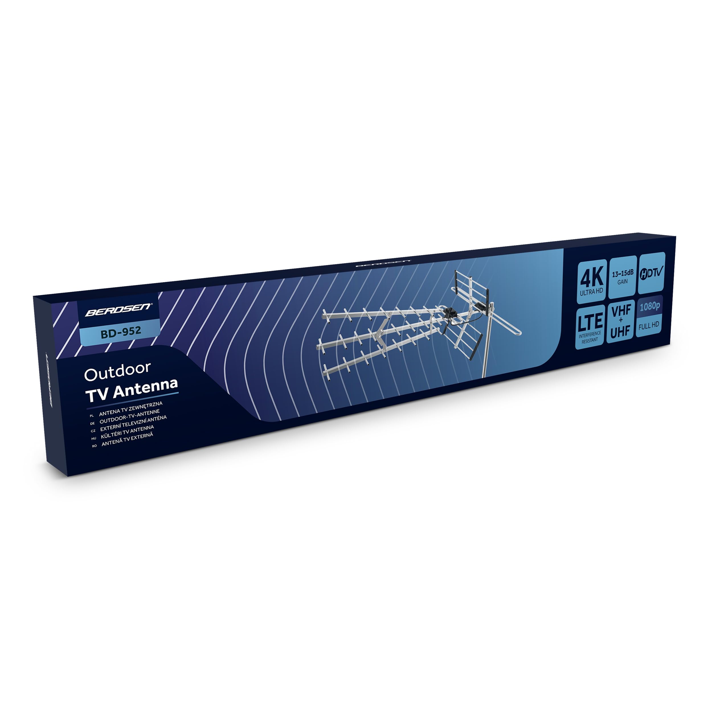Berdsen DVBT2 Antenna con amplificatore interno 13-15 dB - Portata fino a 80 km - Antenna esterna esterna esterna - Filtro LTE - Full HD Ultra HD 4K