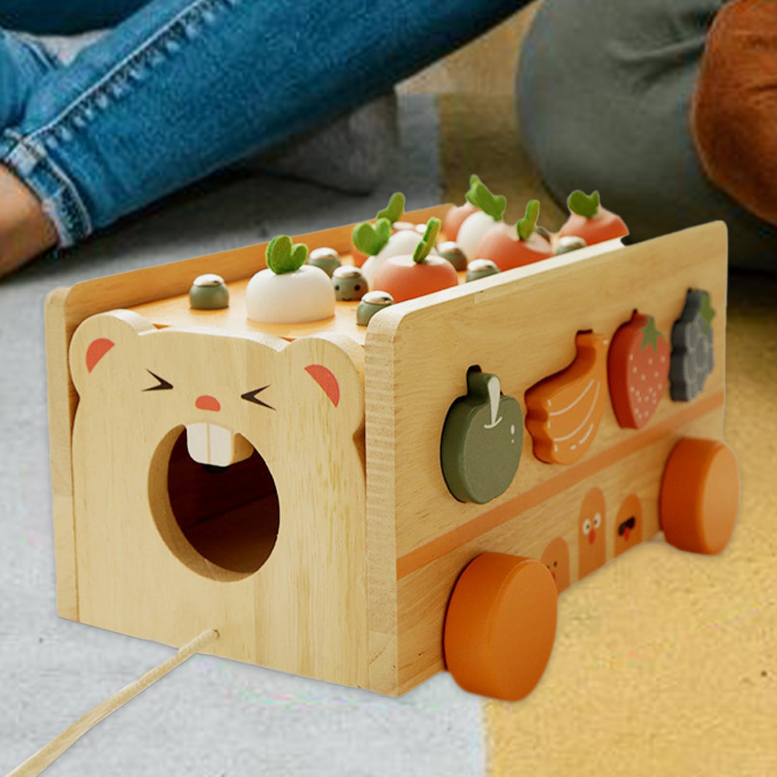 Gioco di Incasso di Forme per Bambino,Gioco educativo in legno di disegno di carota e | Giocattolo educativo di ordinamento delle forme - per la scuola materna primaria Feste Attività Natale