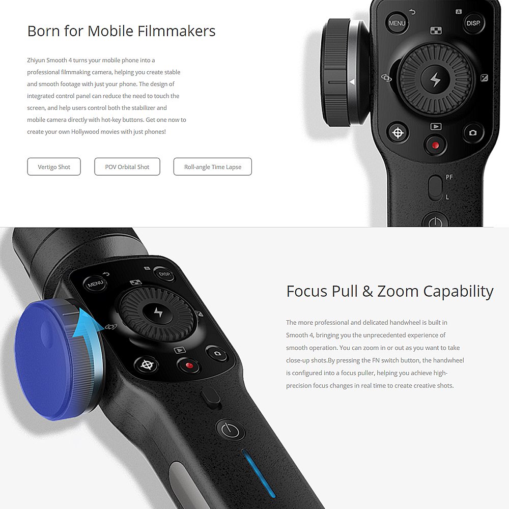 Amazon.com : Zhiyun Smooth 4 3 Axis Handheld Gimbal Stabilizer