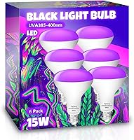 Vista 8 de Paquete de 6 bombillas negras, equivalente a 120 W, bombilla LED negra E26 BR30 de 385-400 nm para decoraciones de Navidad de Halloween, pintura