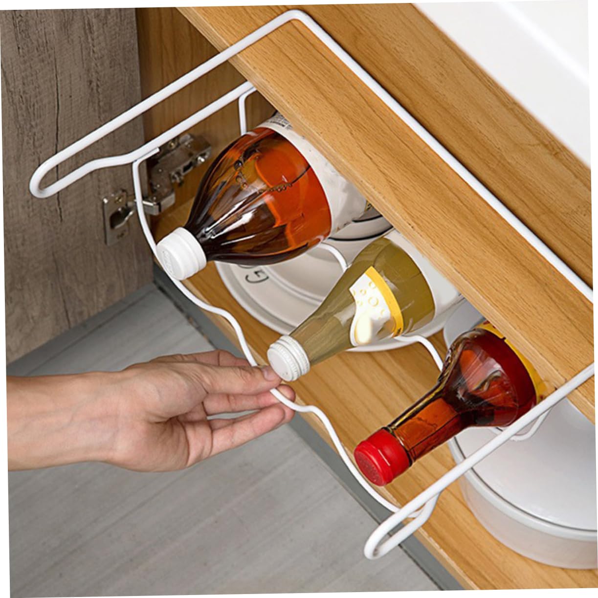 Mipcase Hierro Botellero Moderno para White Apilable, Refrigerador