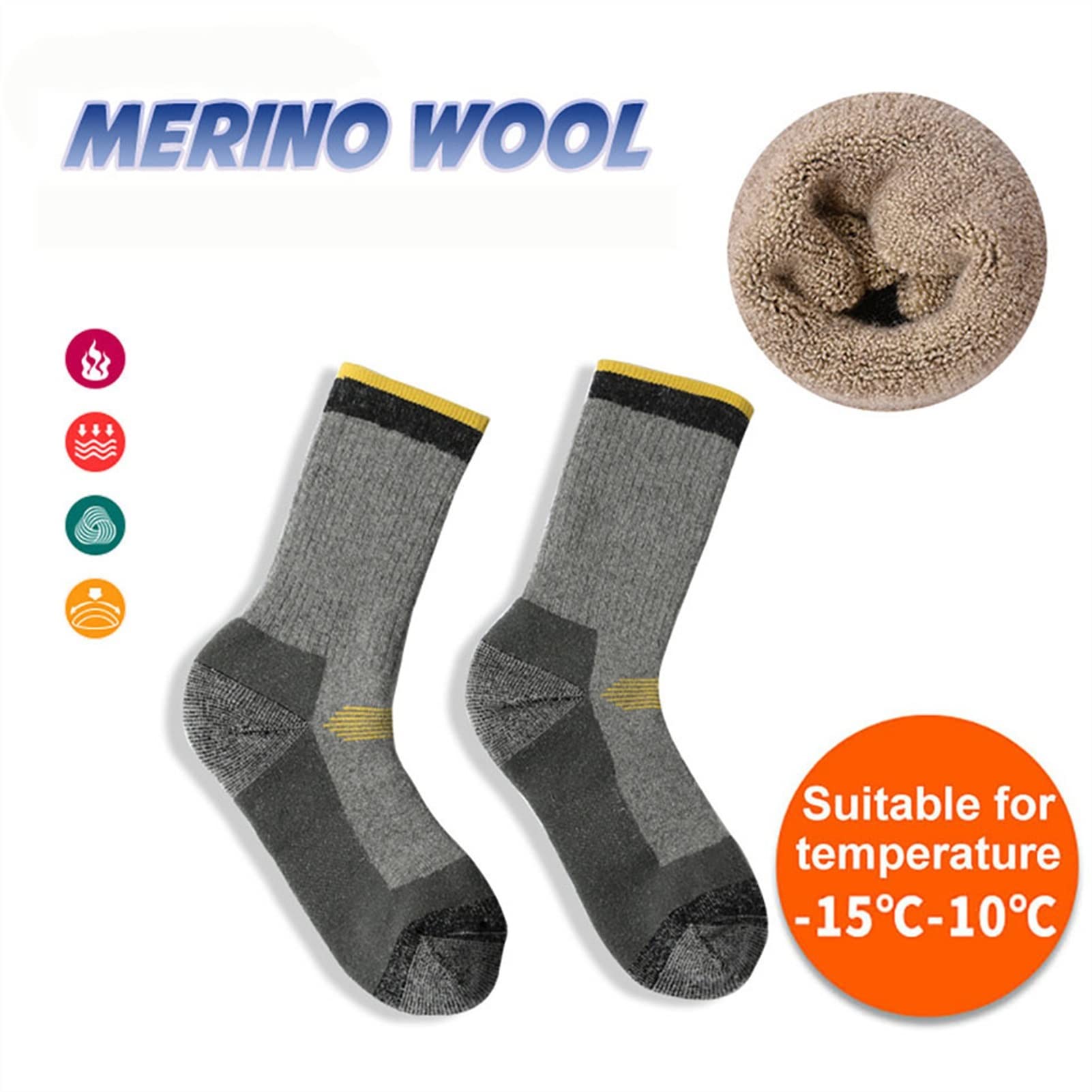 Invierno Mantener cálido Ski Cycling Socks Men Mujer Wool Thermal Soft Thermosocks Espesar Deportes al Aire Libre Calcetines de Snowboard Calcetines