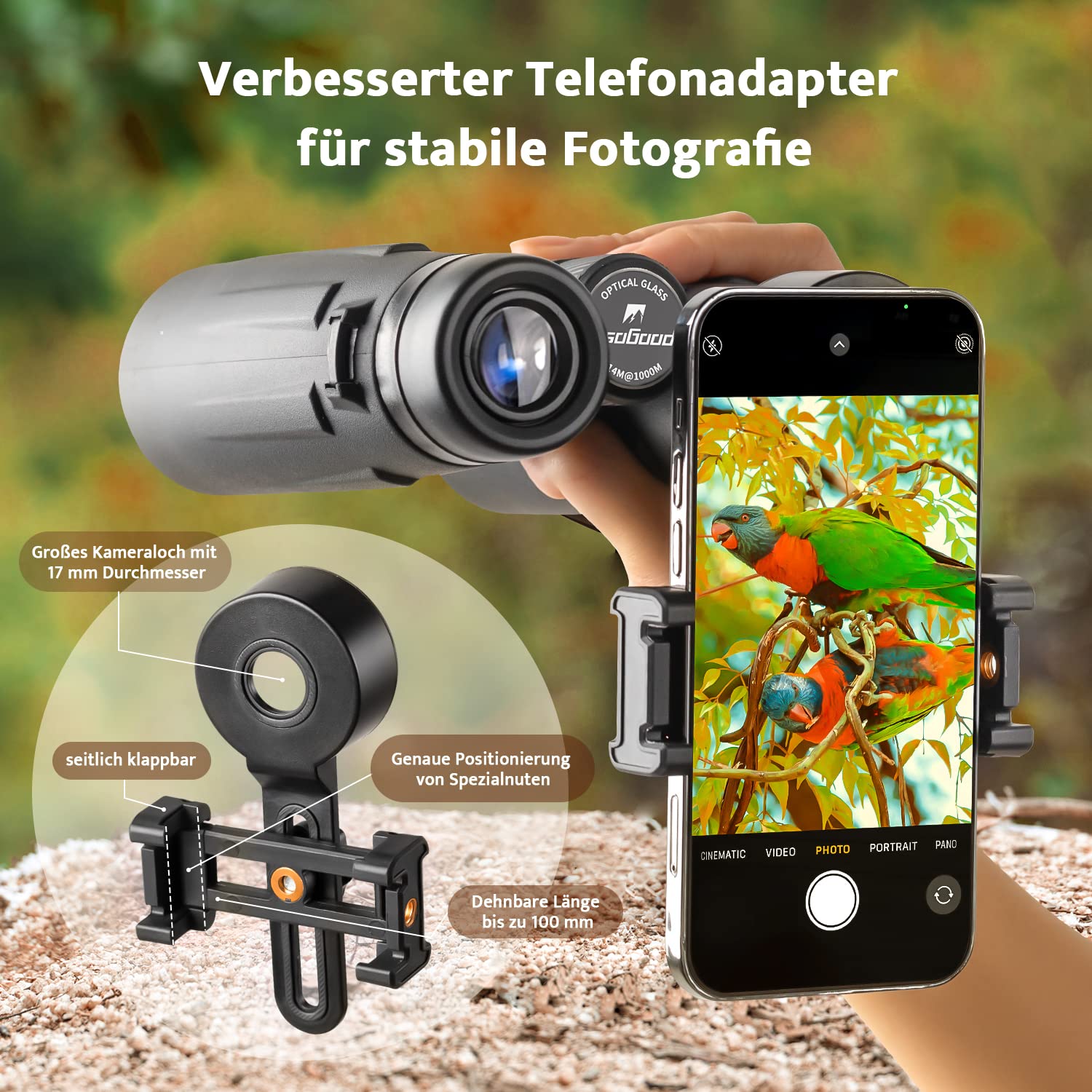 Usogood Fernglas 10x42 HD mit BAK4 HD Prisma + FMC Objektiv, 3 Jahre Garantie, Ferngläser mit Telefonadapter für Fotografie, Fernglas Erwachsene für Vogelbeobachtung, Jagd, Wandern, Safari
