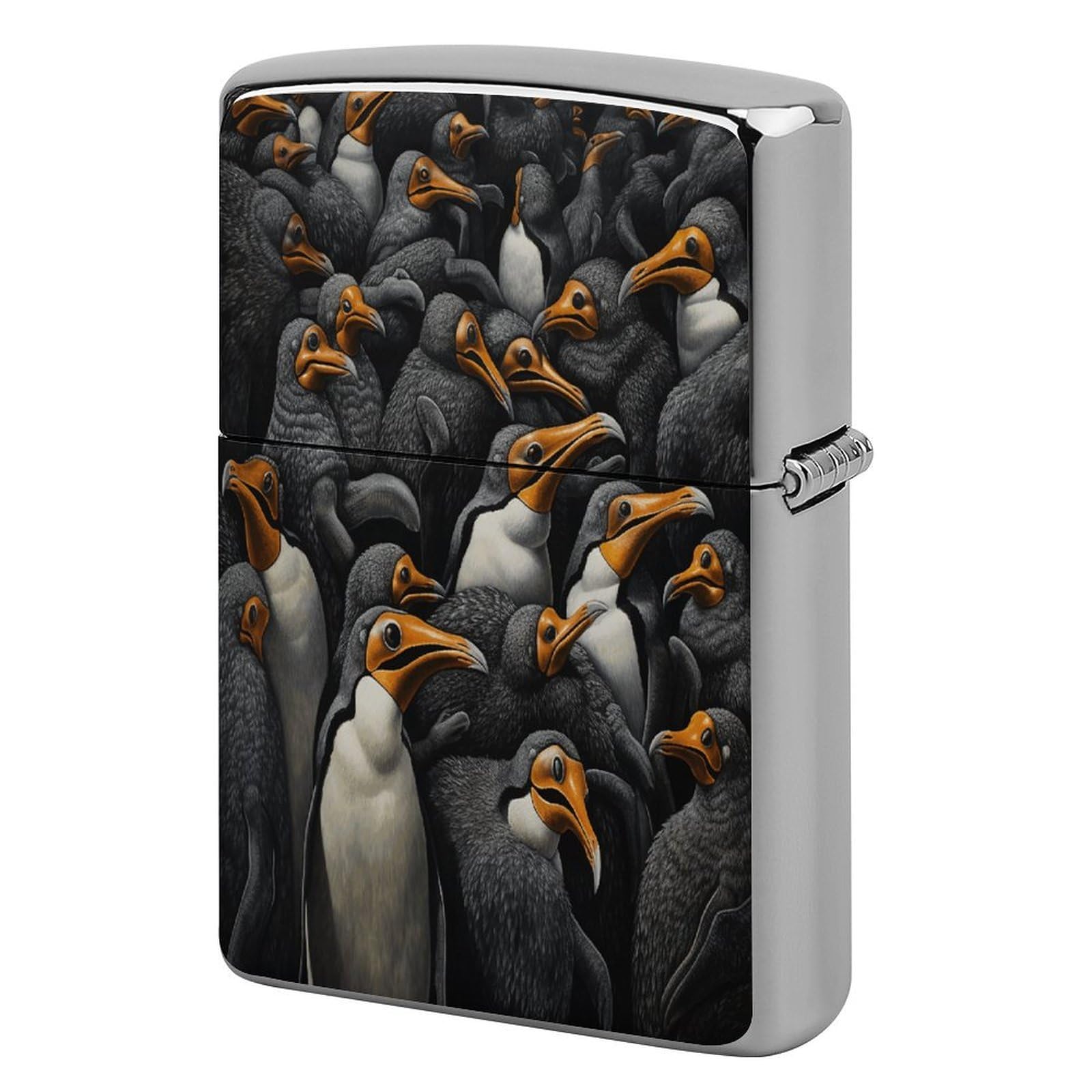 Btcowzrv Style A Group Of Penguins Metal Lighter Case Sleeve Cover Holder