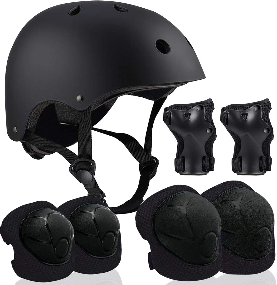 Casco ajustable para niños de 5 a 16 años, niños y niñas, equipo de protección con muñequeras de codo y rodilla para patinetas multideportivas, patinetas en línea, patinetas largas