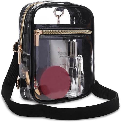 Bunnychill Bolsa transparente aprobada para estadios, bolsa cruzada transparente para mujer, bolsas transparentes para estadios para eventos