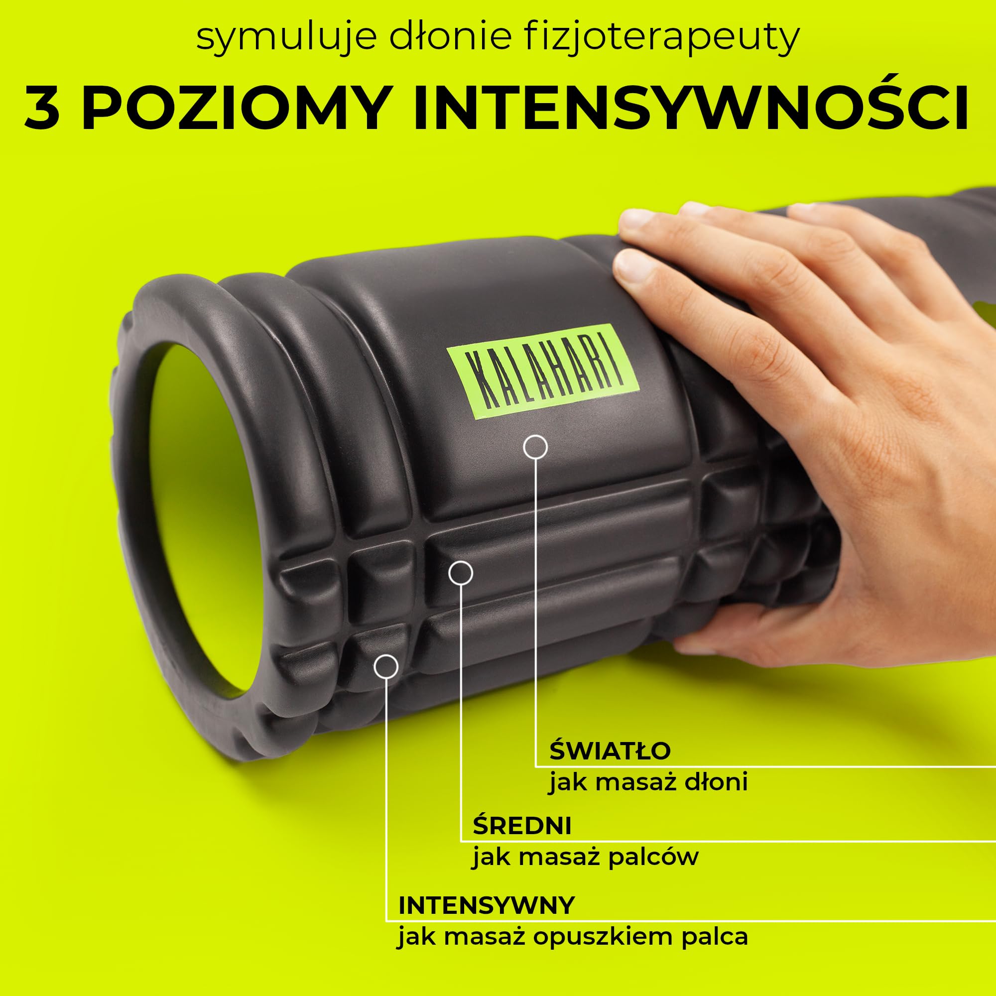 KALAHARI Zestaw Foam Roller 3 w 1 plus Ebook z ćwiczeniami - Wałek do masażu powięzi, Podwójna Piłka, Piłka z kolcami Jeż i wygodna Torba - Terapia Punktów Spustowych i Masaż Mięśniowo-Powięziowy