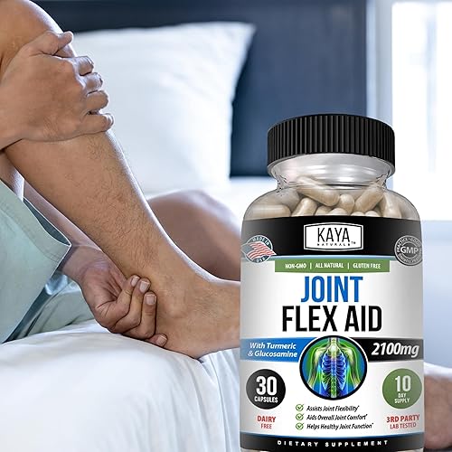 Miniatura 7 de Kaya Naturals Joint Flex Aid  Suplemento de apoyo articular para hombres y mujeres  Cápsulas de cúrcuma con sulfato de glucosamina, Boswellia