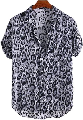 mens leopard print button down