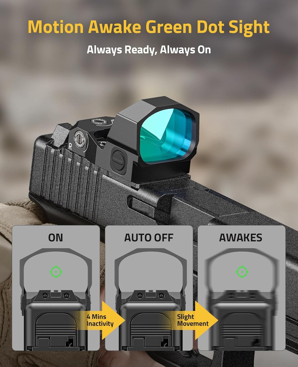 CVLIFE WolfCovert X S02 Full-Sized Multiple Reticle Green Dot, 3 MOA Dot & 40 MOA Circle Optic, Motion Awake Green Dot for RMR, 28mm Large Len, with Adapter Plate for MOS & 21mm Picatinny.