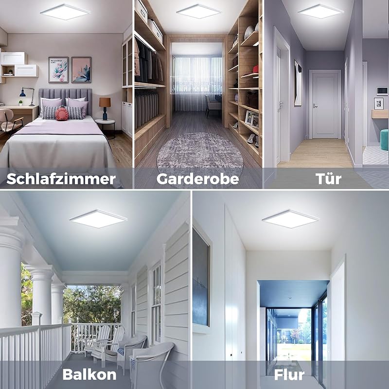 slochi LED Mennyezeti Lámpa 2 db 18W Ultra Vékony Négyzet Alakú 6500K Hideg Fehér Vízálló Fürdőszoba Konyha Hálószoba