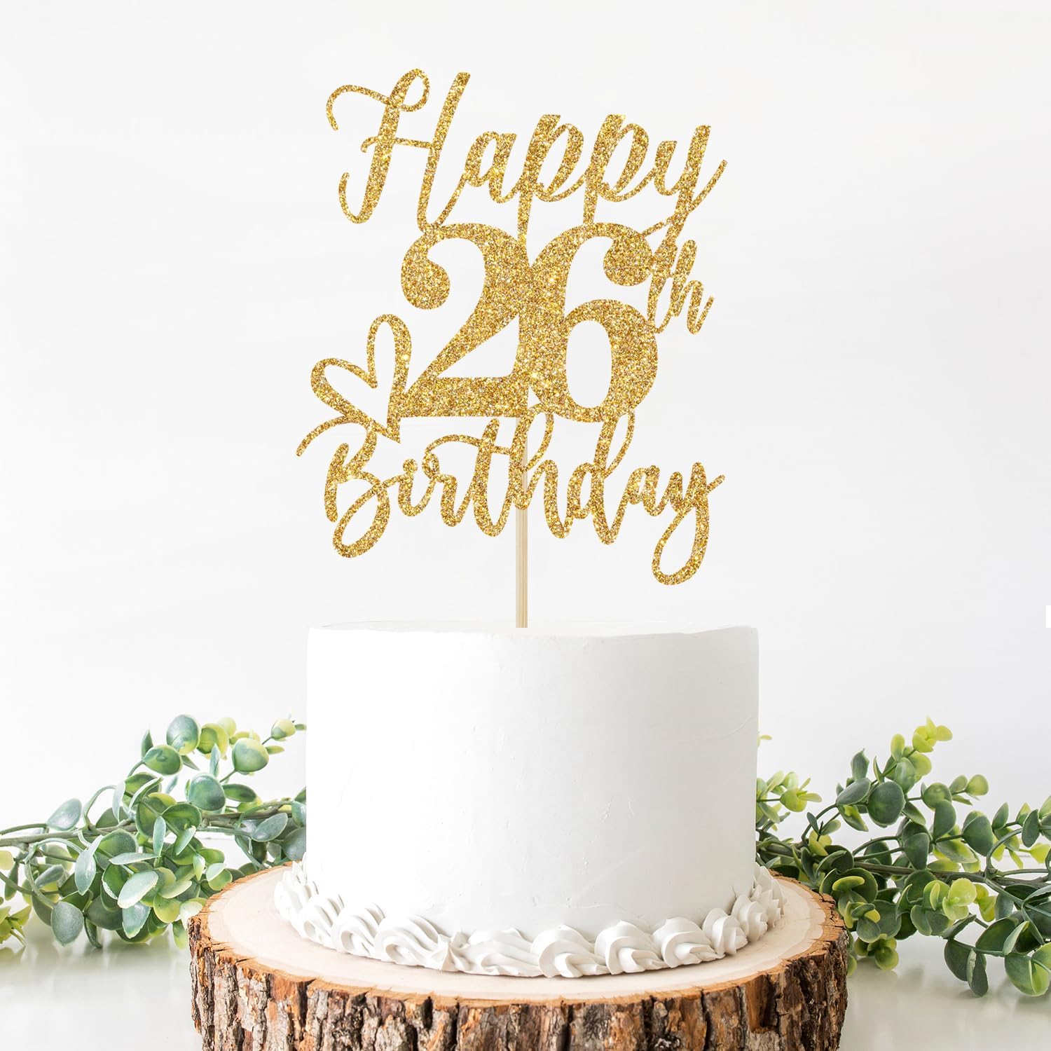 Gold Glitter Happy Birthday Cake Topper, Funny 26th Birthday Party Supplies - Image 2