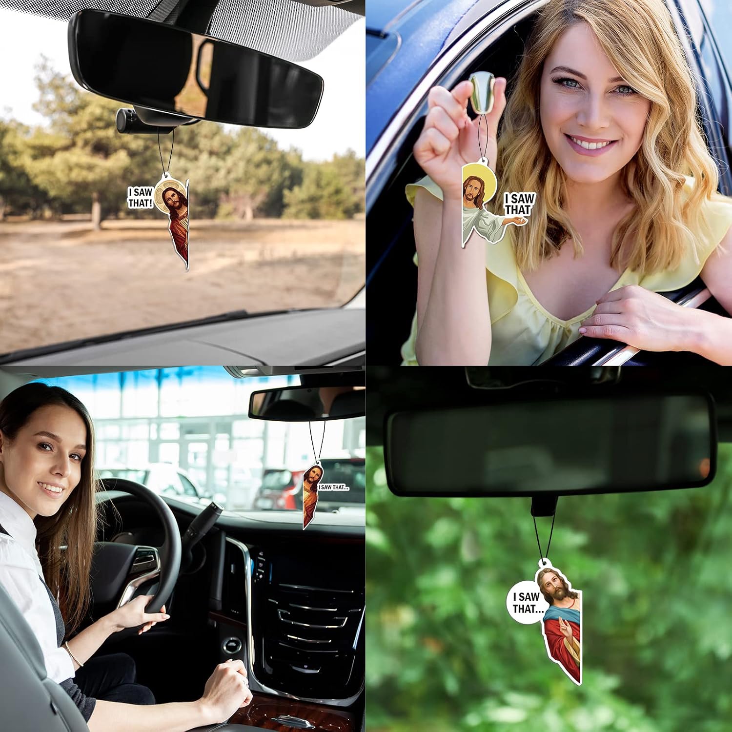 8 Pack Jesus I Saw That Car Air Fresheners Funny Hanging Air Fresheners Car for Cute Mirror Freshener Mirror Scented Hanging Accessories for Men Woman