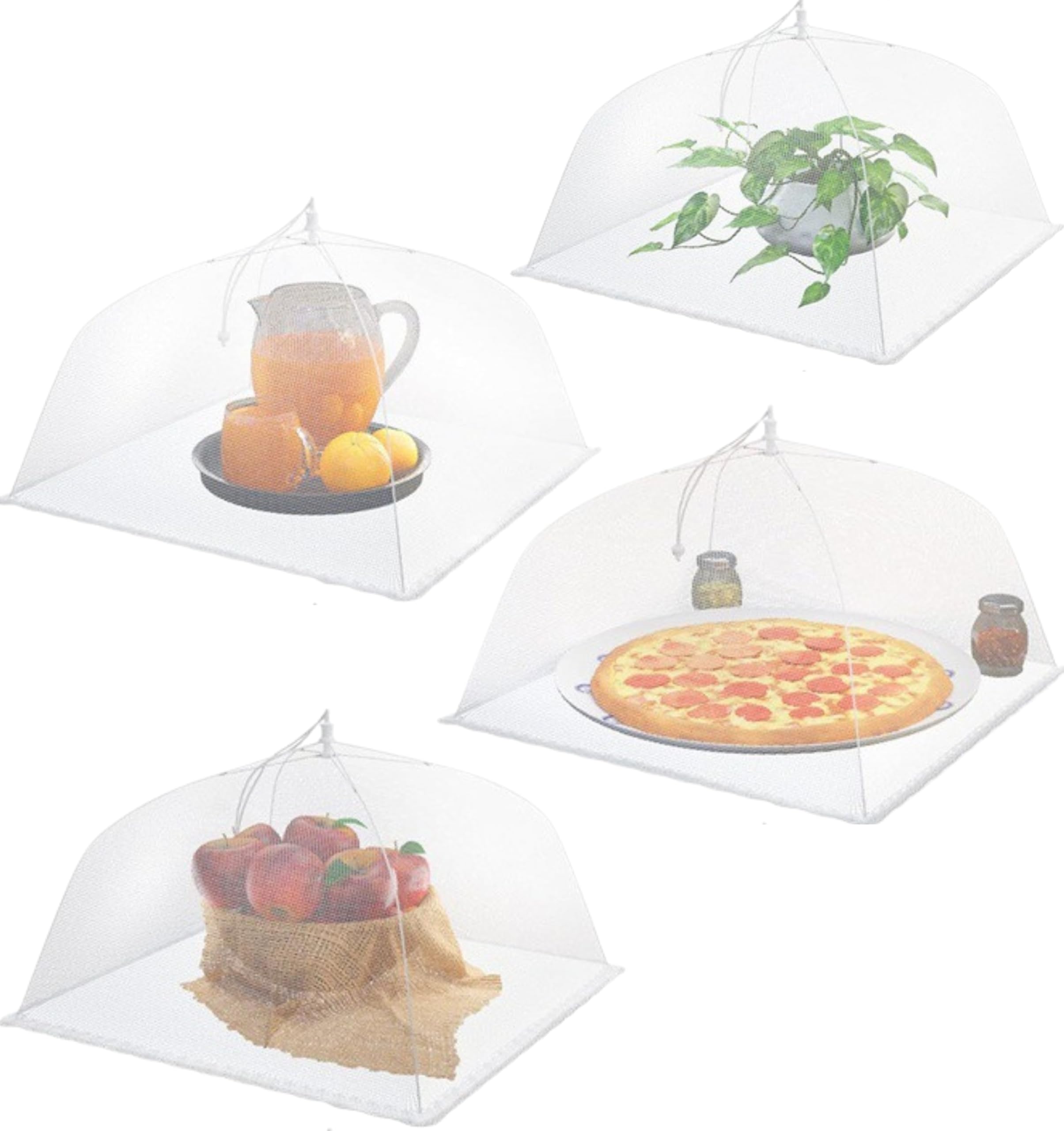 TradeProviderยฎ Pop Up Food Cover x4 Large (48cm x 48cm/18.75 x 18.75in) Food Tent | Mesh Food Dome Net for Indoor & Outdoor Use | Protect Food, Garden Seedlings, Buffet BBQ, Party, Mosquito Fly Cover