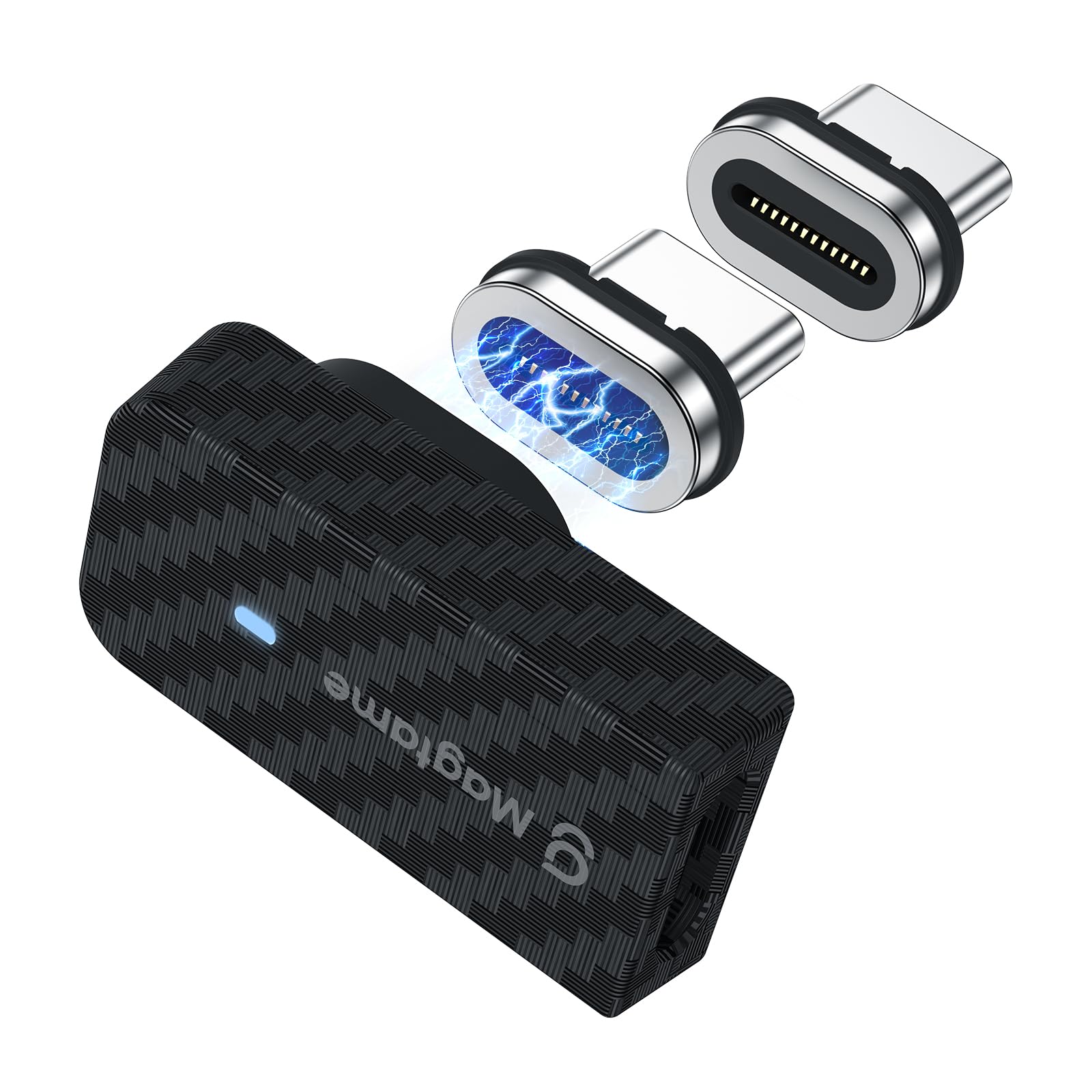 Magtame Magnetischer USB C Adapter 90 Grad 24Pin 240W, Rechtwinkel Kohlefaser männlich zu weiblich USB-C Extender, 40Gbps Datenübertragung & 4K Video für Laptop, i-Phone 17/16/15, Tablet