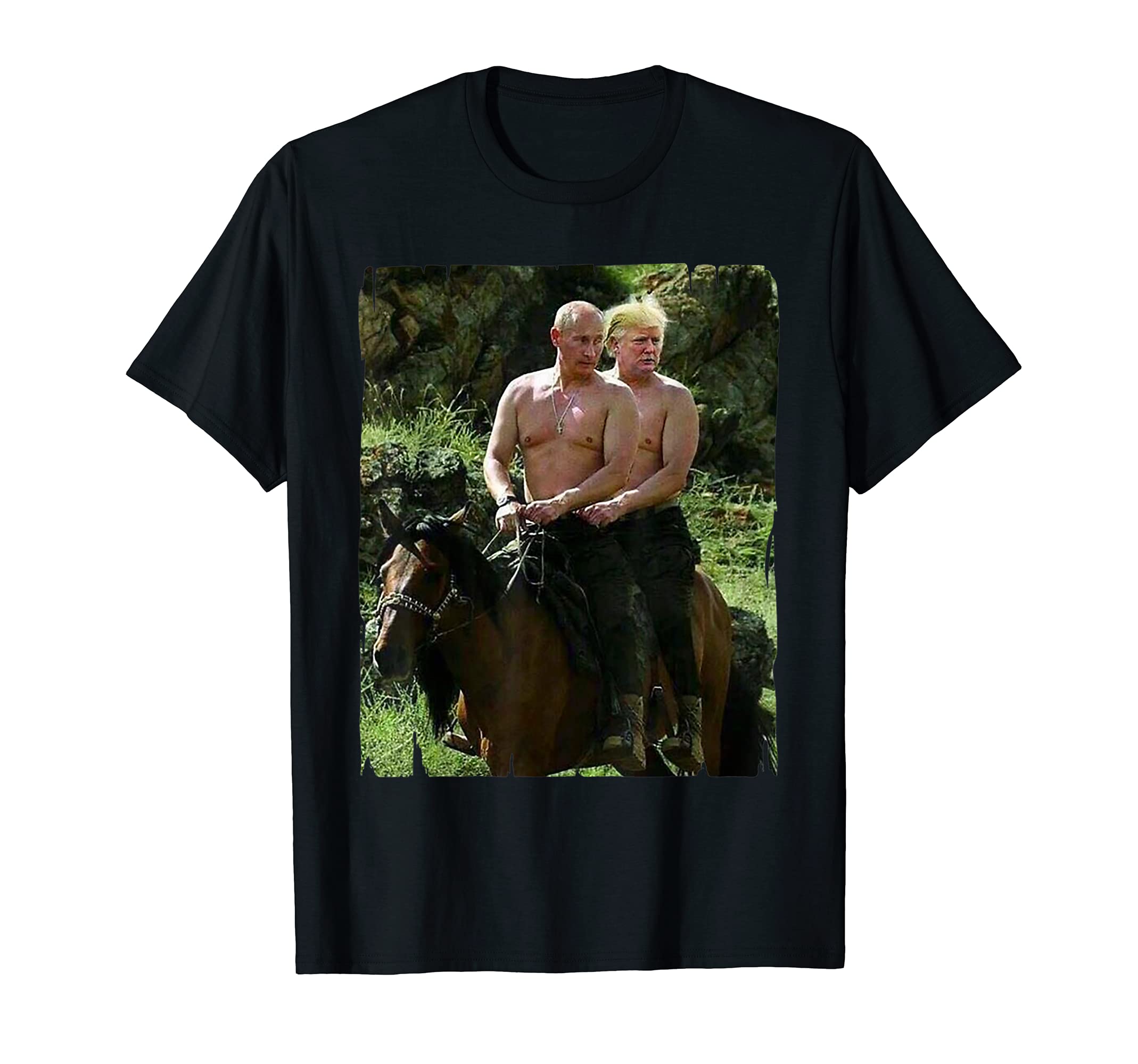 Putin Trump Riding Horse Meme Russia United States Funny T-Shirt