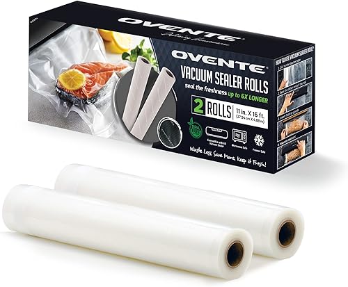 OVENTE Rollo sellador al vacío de 11 x 16 pulgadas, funciona con todas las máquinas selladoras al vacío, resistente, sin BPA para almacenamiento