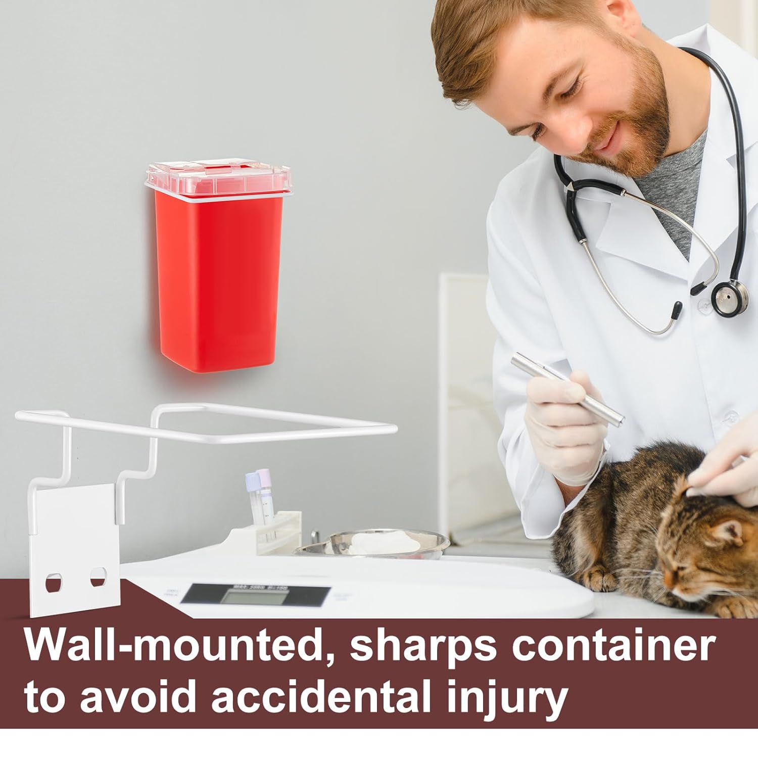 8 Set Wall Mount Sharps Container Mounting Bracket for 1 Quart 8702, 8702T, 8721 Stackable Sharps Container, White