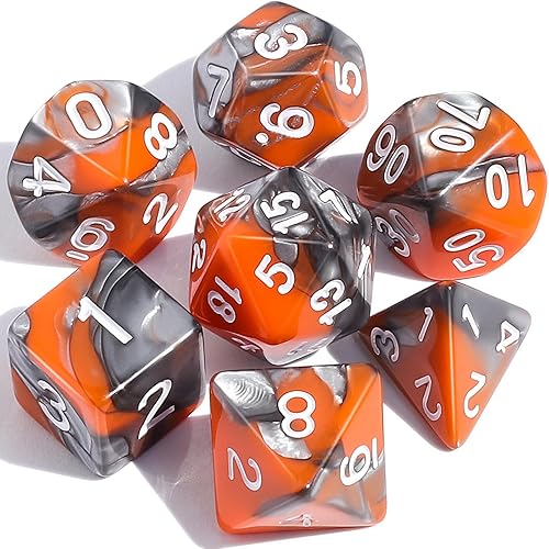 CiaraQ DND Juego de dados poliédricos con una bolsa de dados negra para juegos de mesa de juegos de rol D&D RPG MTG