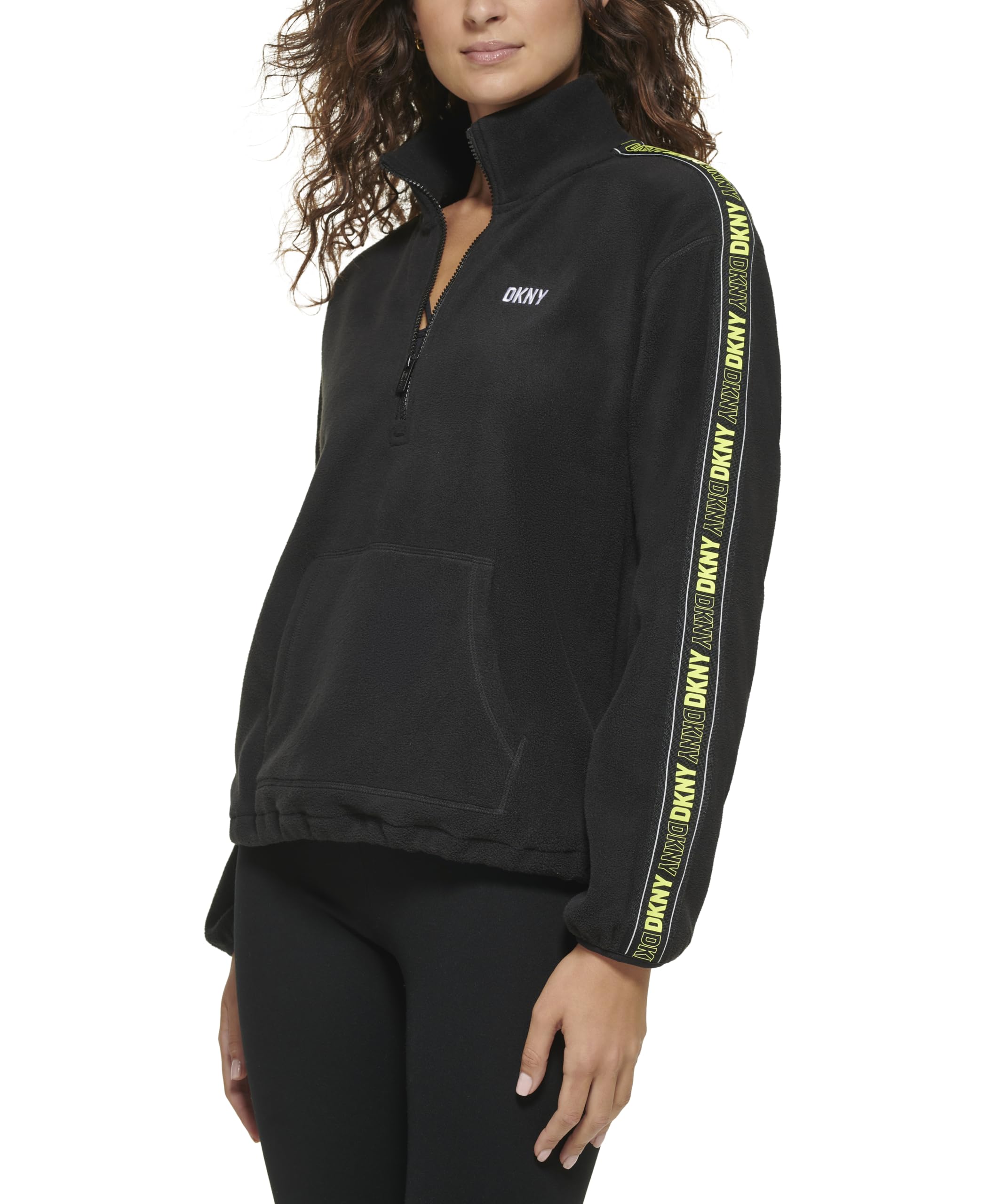 DKNY Women's Sleeve Logo Tape Pullover Hoodie Sweatshirt