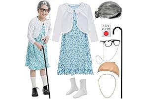 Z-Shop Old Lady Costume for Kids 100th Day of School Costume Grandma...