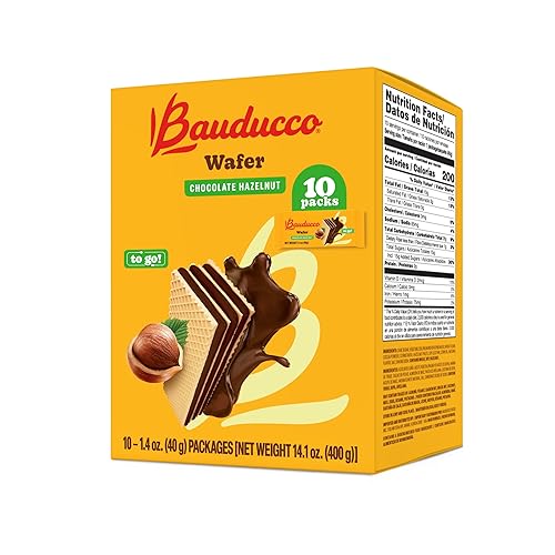 Miniatura 2 de Bauducco Galletas de oblea, chocolate y avellana, porción individual, 14.1 onzas (paquete de 10), obleas crujientes envueltas individualmente,