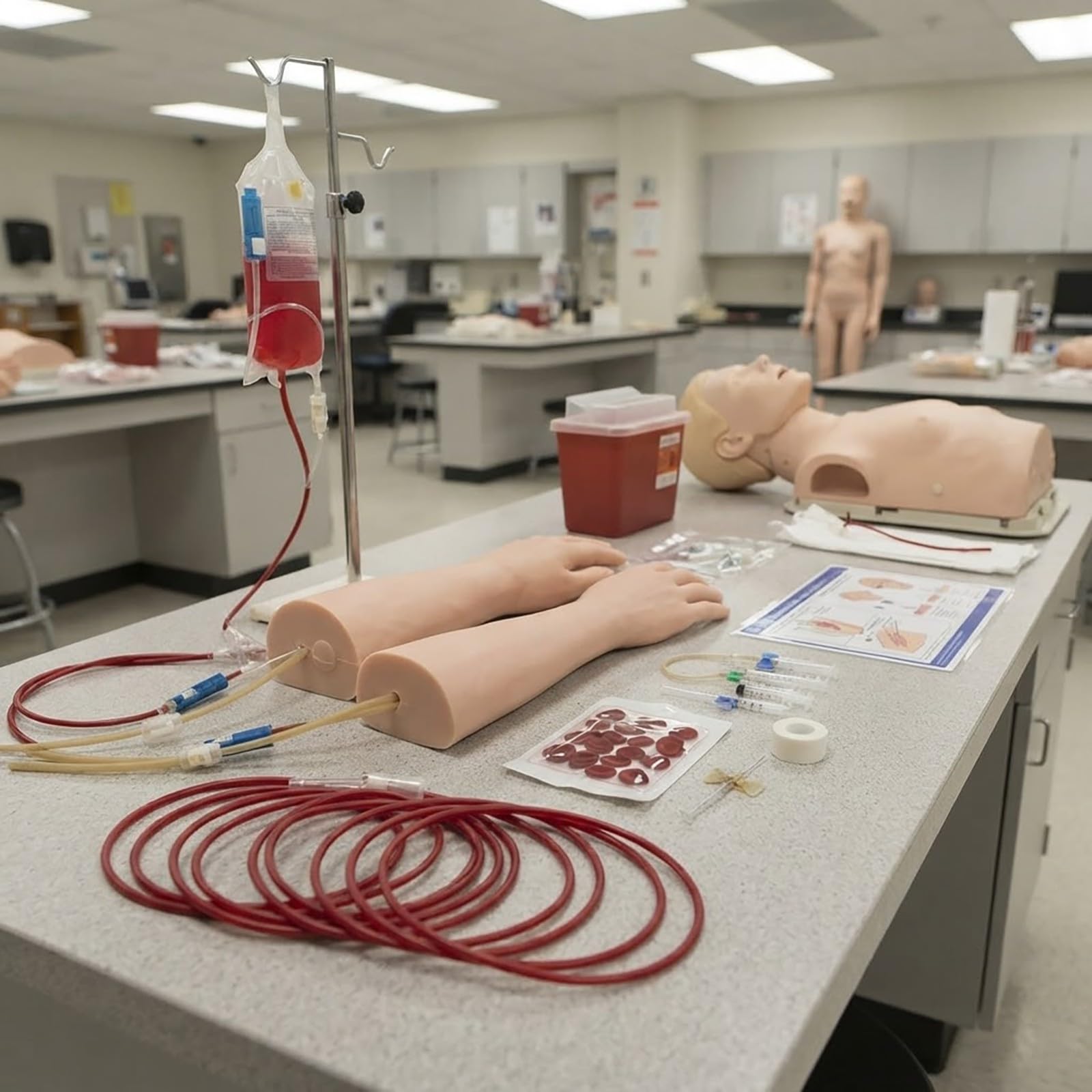 Modello di Addestramento per Fleboclisi Mano-Gomito, Kit Anatomia Umana con Valigetta Trasformabile in Banco, Regali Studente Medicina, Modello Anatomico Corpo Umano