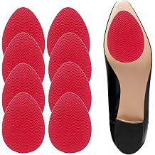 Heel Grips for Women's Shoes, 8-Pack Non-Slip Shoe Pads with Wave Pattern, Shoe Sole Protector for High Heels & Leather Soles, Anti-Skid Shoe Grips Stickers for Noise Reduction Red
