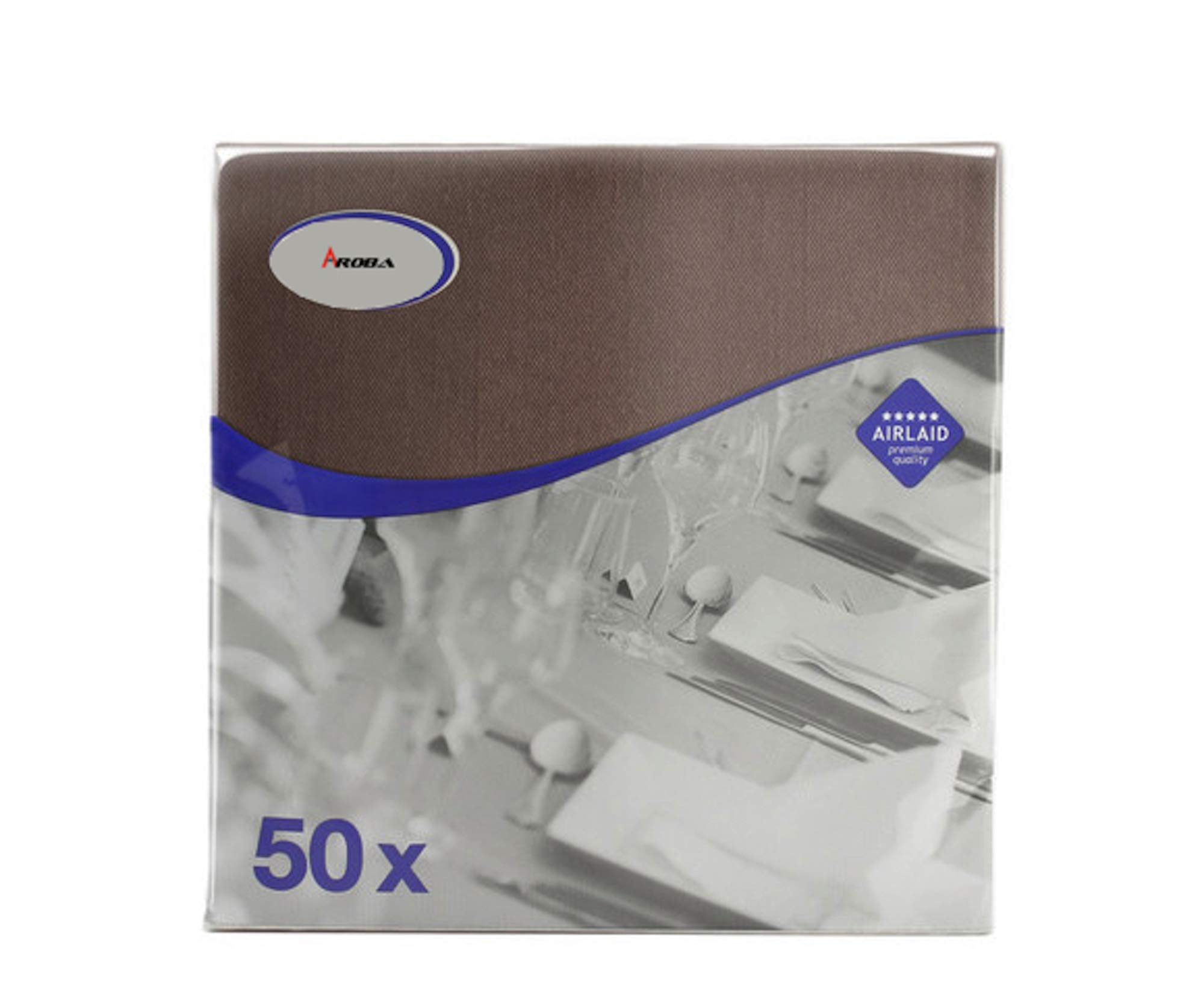 Aroba Airlaid 500 serwetek podobnych do materiału, 19 kolorów, 40 x 40 cm, składane 1/4, wysokiej jakości serwetki ślubne, wygląd materiału, na urodziny, do hotelu, cateringu, na Boże Narodzenie, wesele, brązowe