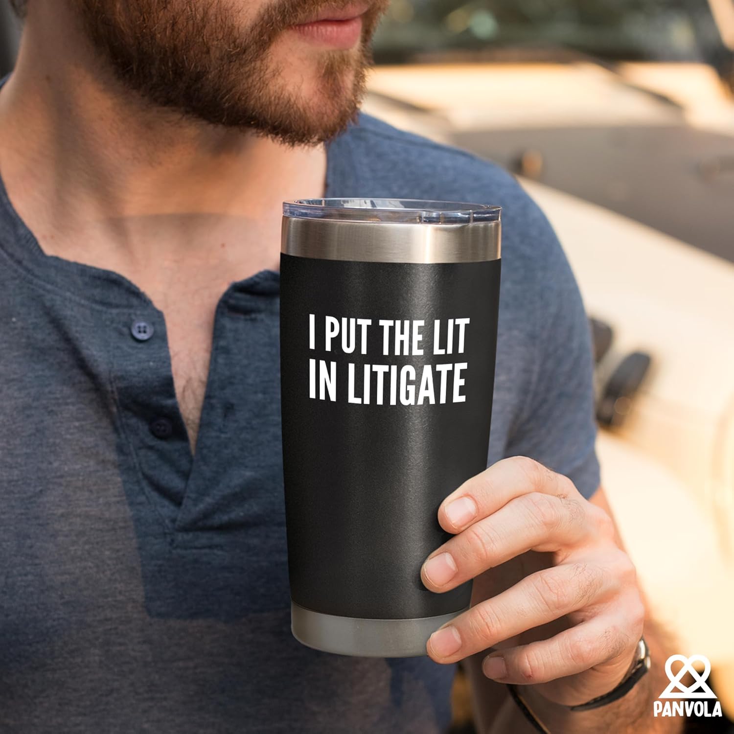Panvola I Put The Lit In Litigate Lawyer Gifts To Attorney Law Student Graduation Gifts Teacher Coworker Lawyer Dad Mom Husband Wife Vacuum Insulated Tumbler with Lid and Straw 20 oz Black - Image 6