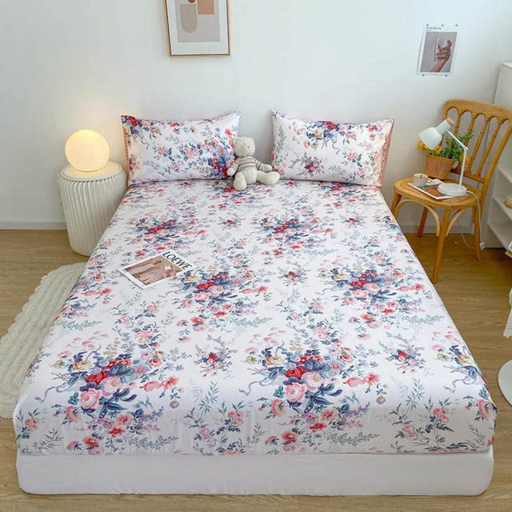 Drap-Housse en Coton Queen King Size yumeiren 120x200 couvre-lit à motif fleur pour grand matelas