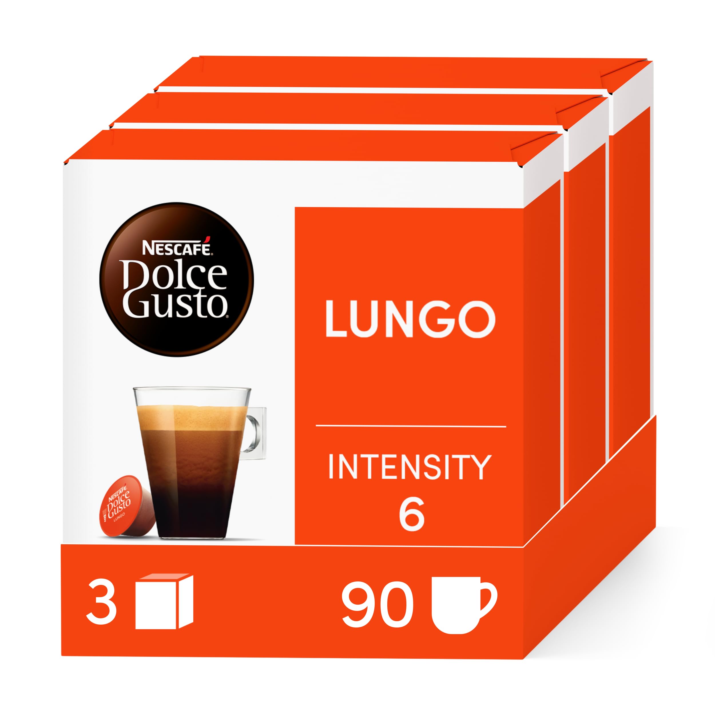 Nescafé Dolce Gusto Lungo - Café - 90 cápsulas (paquete de 3 cajas XL x 30)