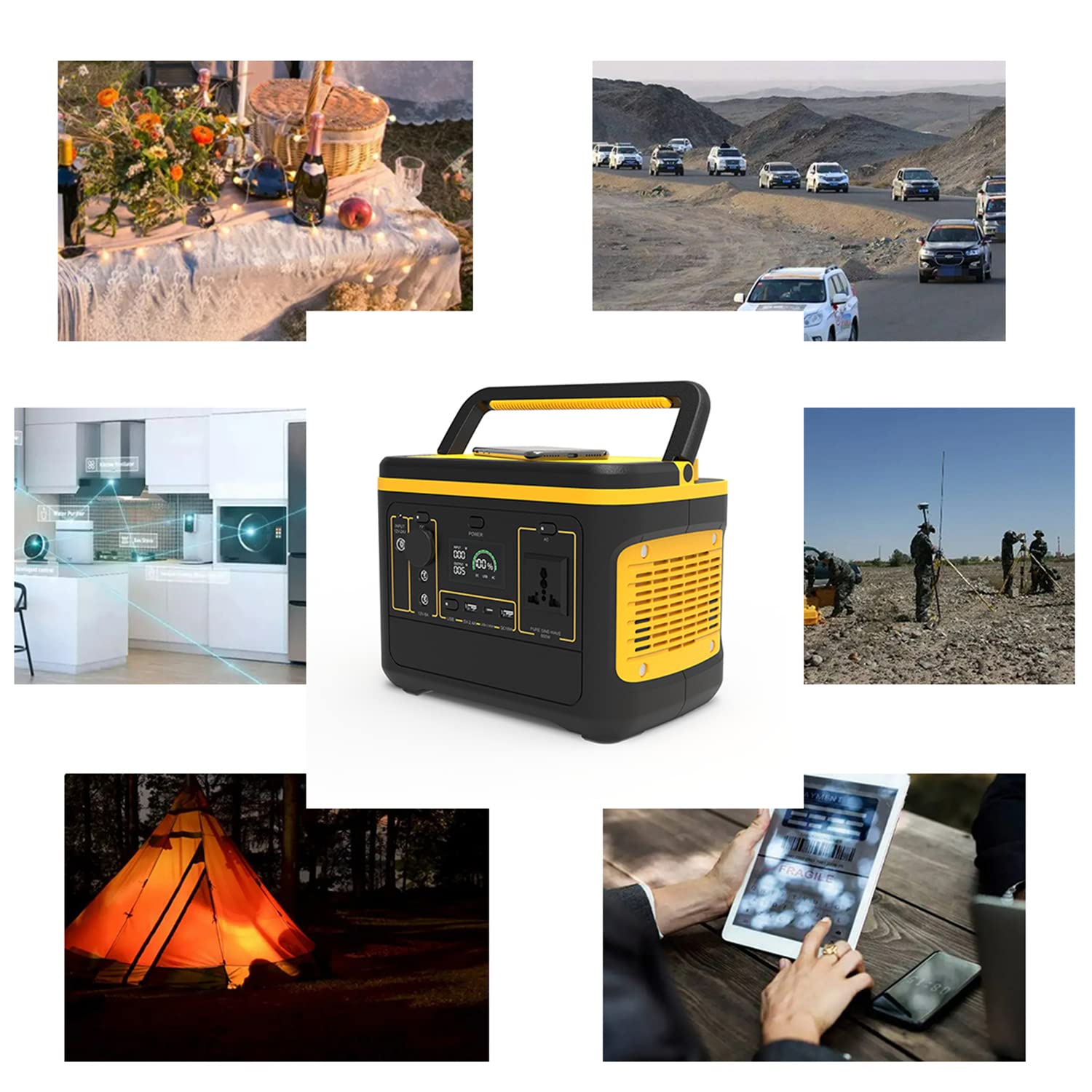 Alimentatore per Batteria Esterna, Caricabatterie per Laptop, con Presa CA 110 V/600 W, USB QC3.0, PD65W, torce a LED per Backup di Emergenza in Campeggio, 100 V